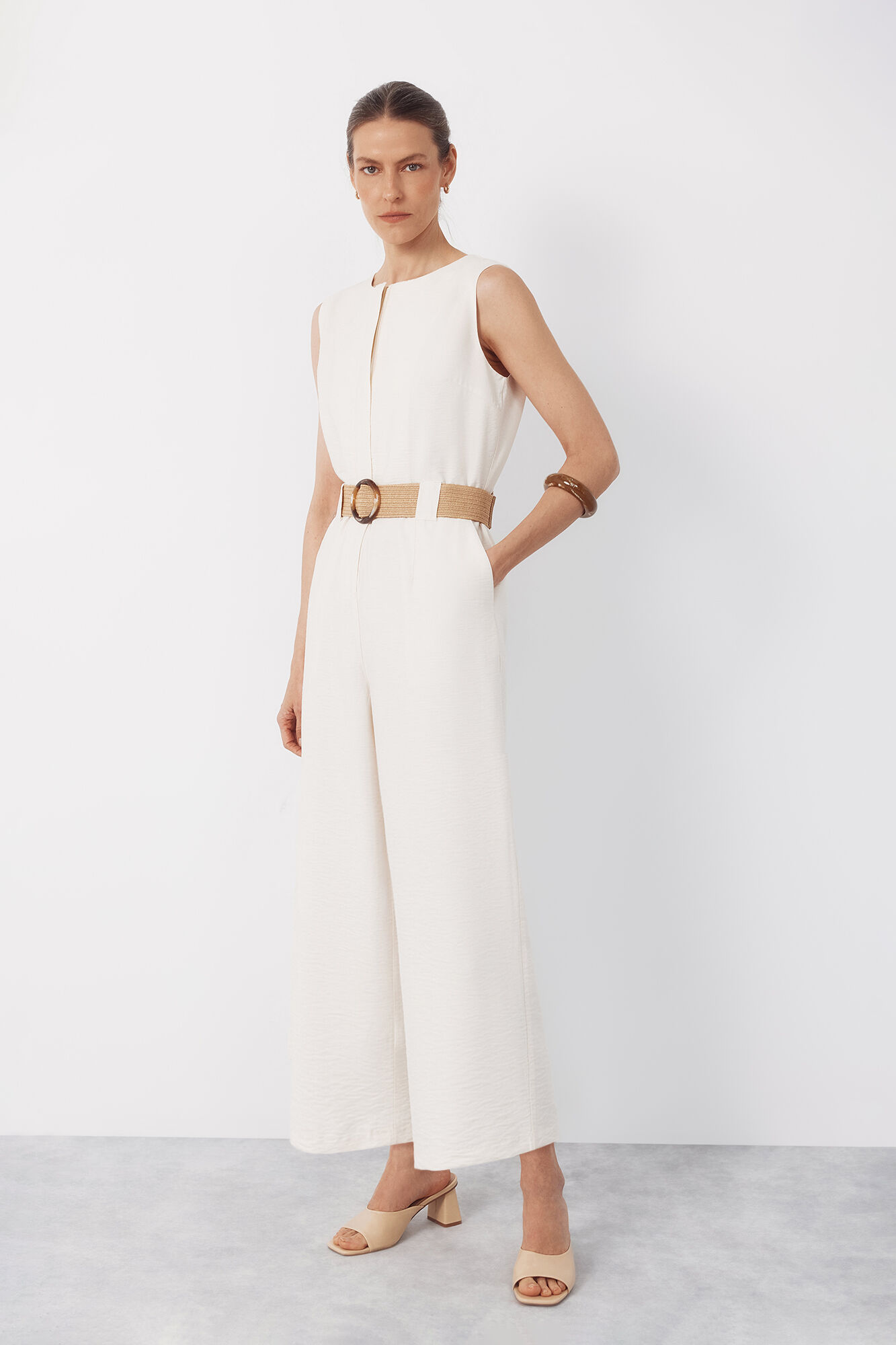 Cortefiel Jumpsuit con cintur&oacute;n