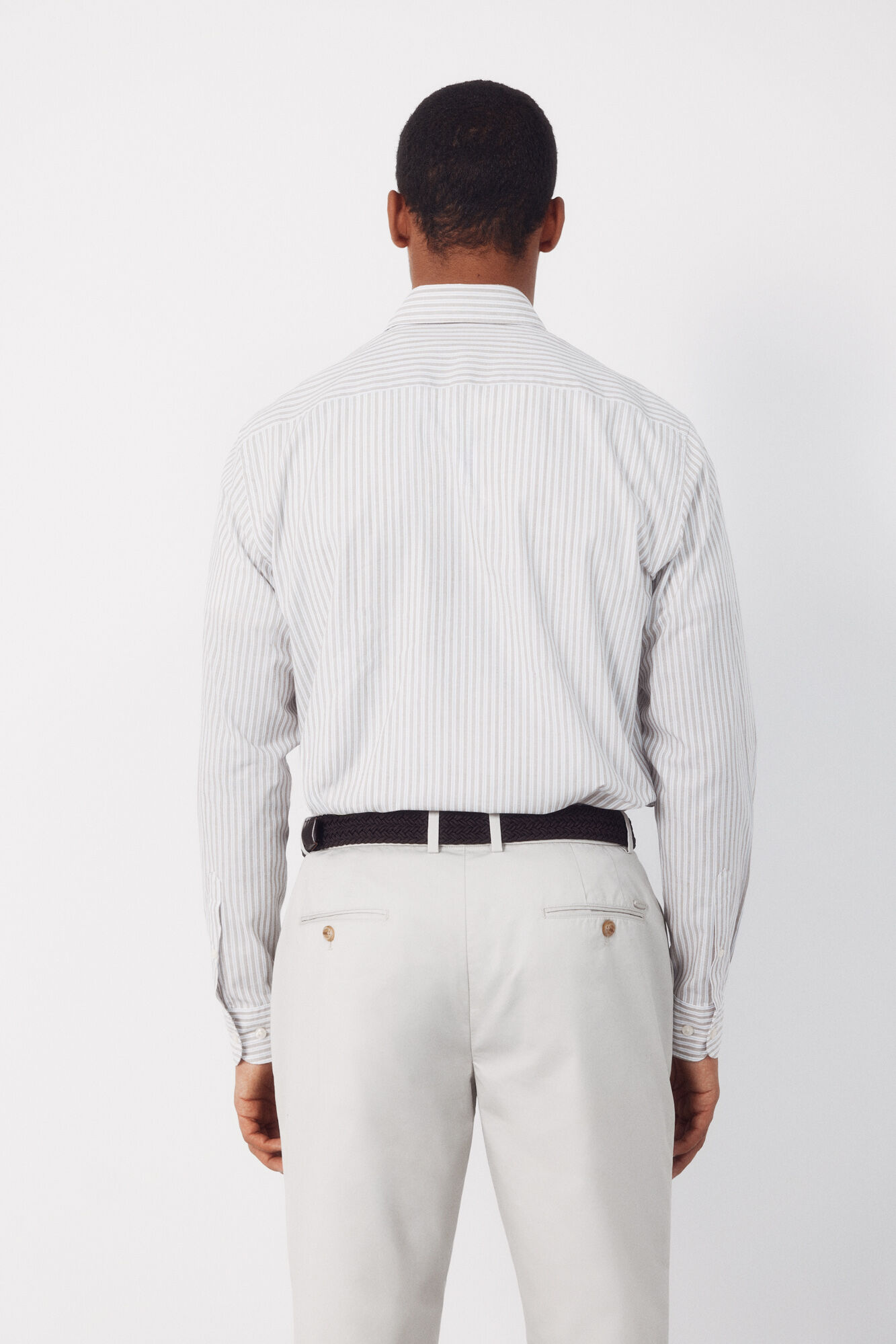 Cortefiel Camisa rayas popel&iacute;n Beige