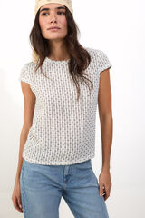 Slowlove Top de manga corta de crochet Marfil