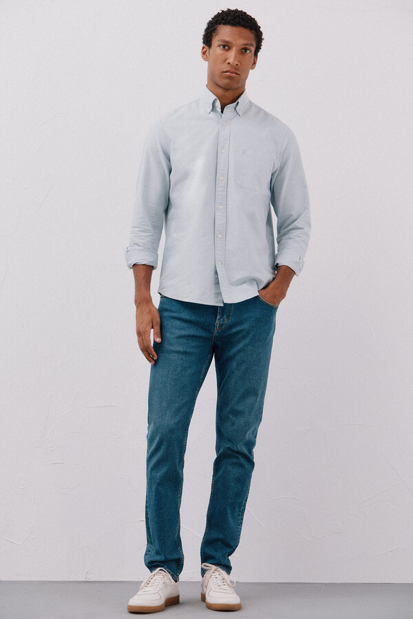 Cortefiel Camisa oxford lisa Azul