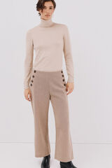 Cortefiel Pantalón de mujer crop y ancho Beige