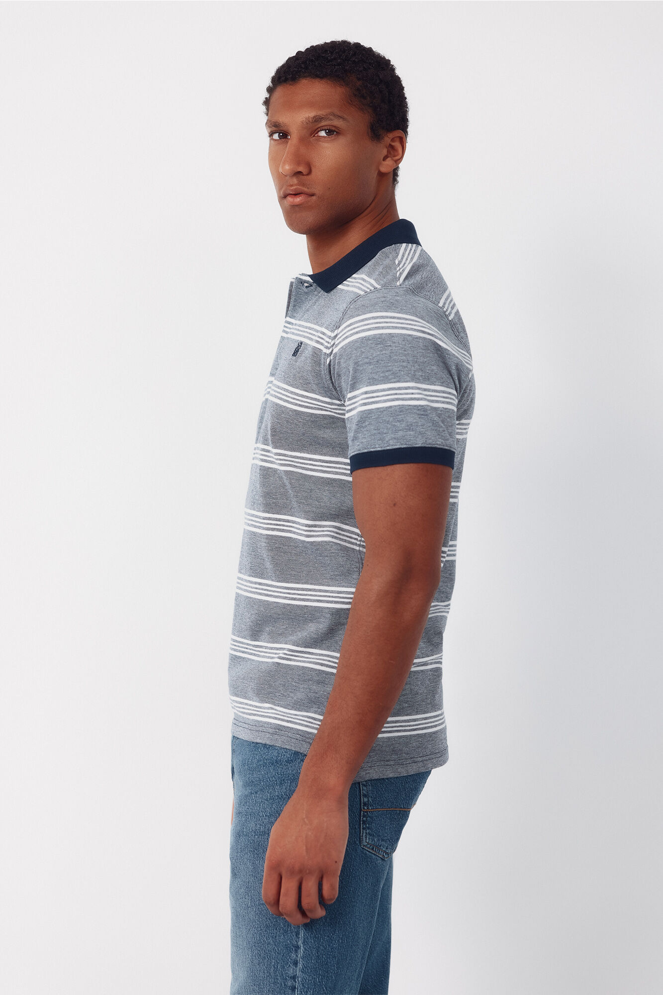 Cortefiel Polo oxford de rayas Gris