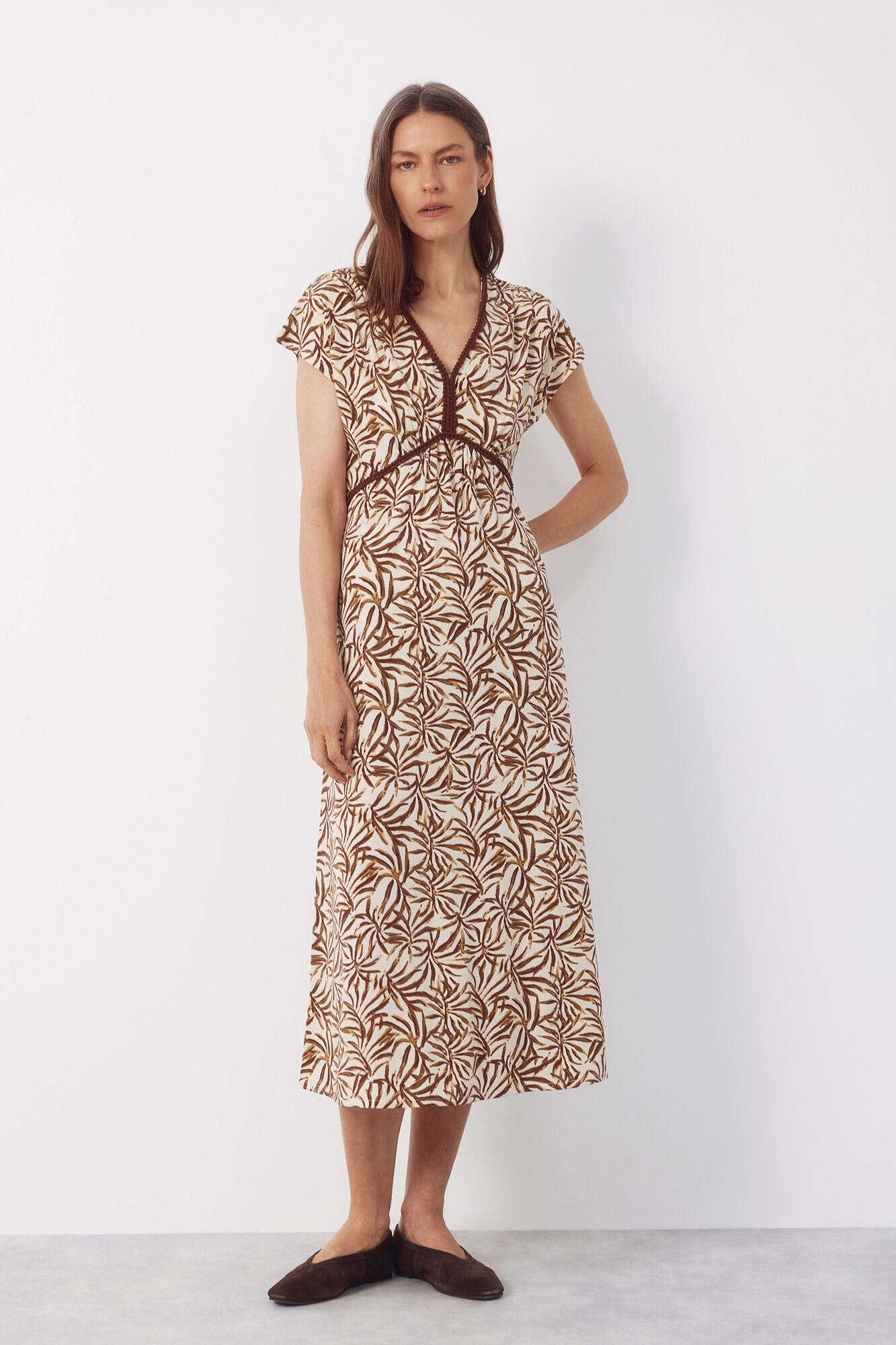 Cortefiel Vestido estampado de trenza