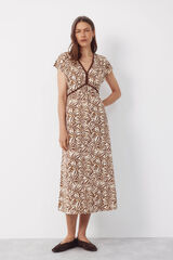 Cortefiel Vestido estampado de trenza Estampado blanco