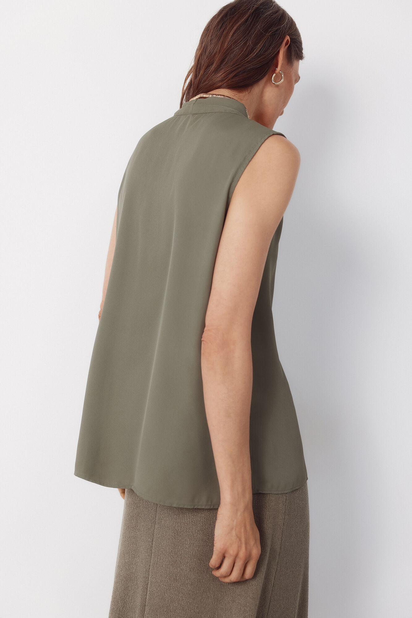 Cortefiel Blusa fluida con pliegues Verde