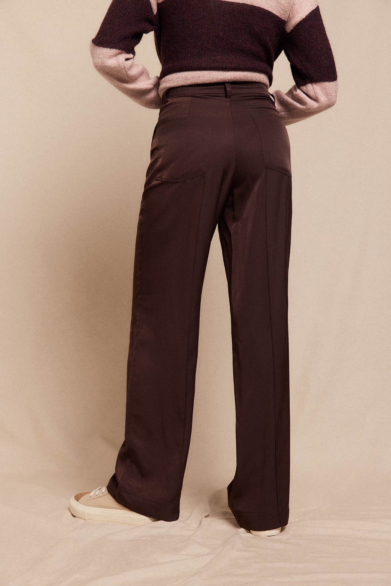 Slowlove Pantal&oacute;n satinado Marr&oacute;n oscuro