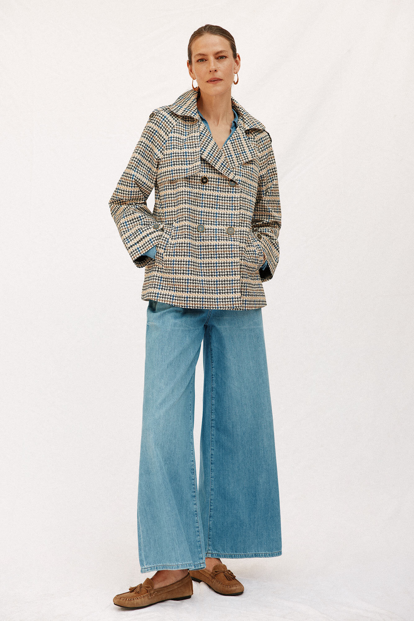 Cortefiel Gabardina corta de silueta con vuelo Multicolor