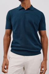 Cortefiel Su&eacute;ter polo de manga corta de algod&oacute;n con estructura Azul marino