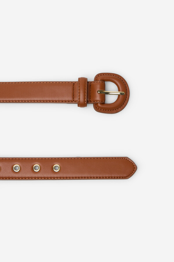 Cortefiel Covered buckle belt Marrón