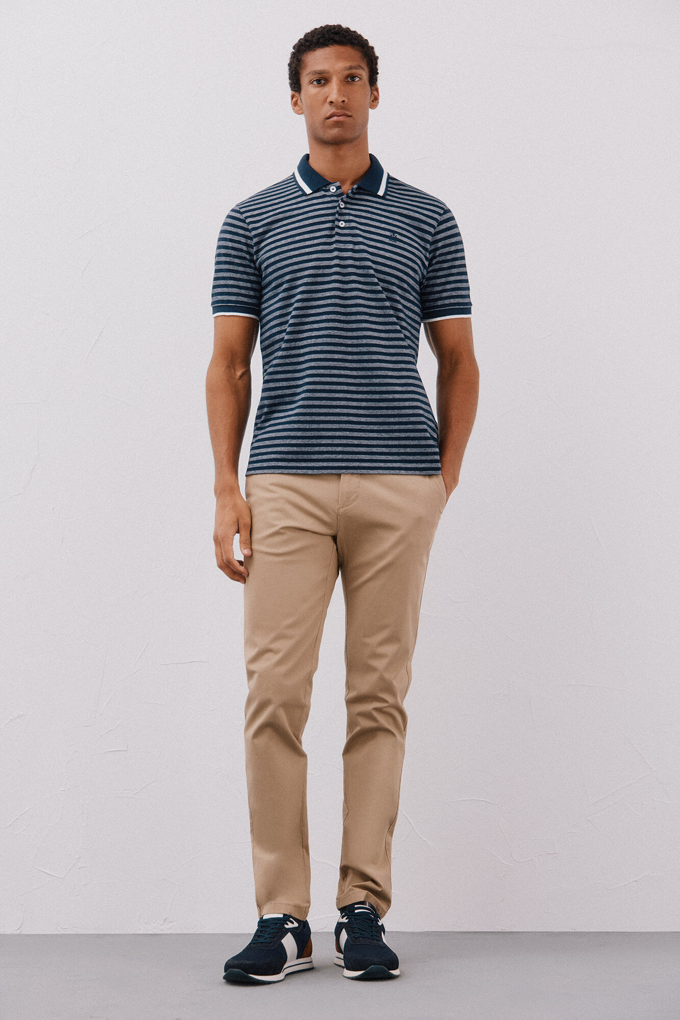 Cortefiel Polo rayas oxford Azul marino