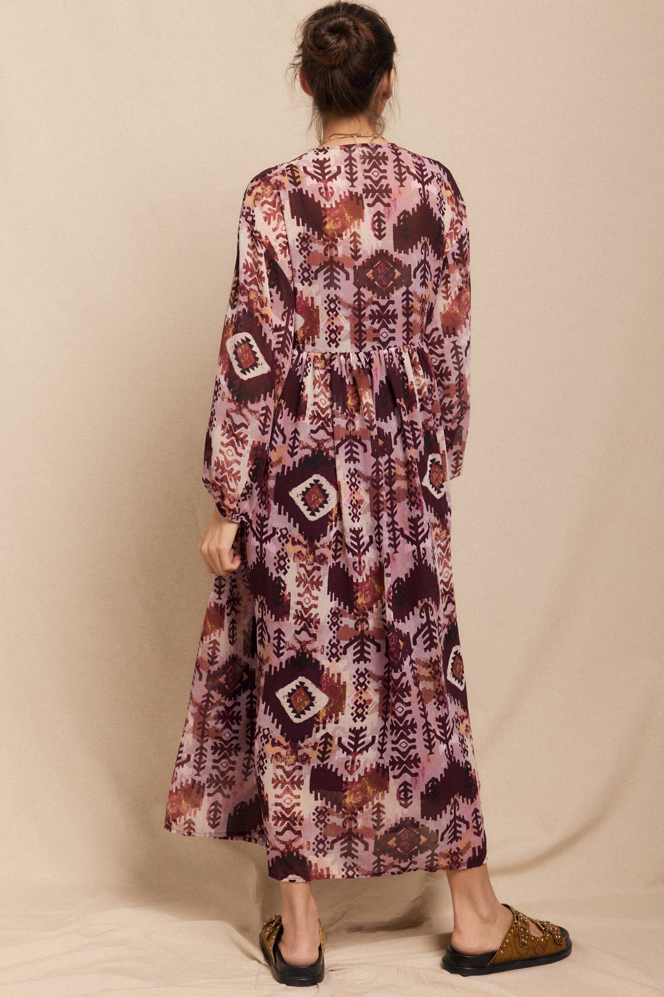 Slowlove Vestido fluido estampado bordado Multicolor