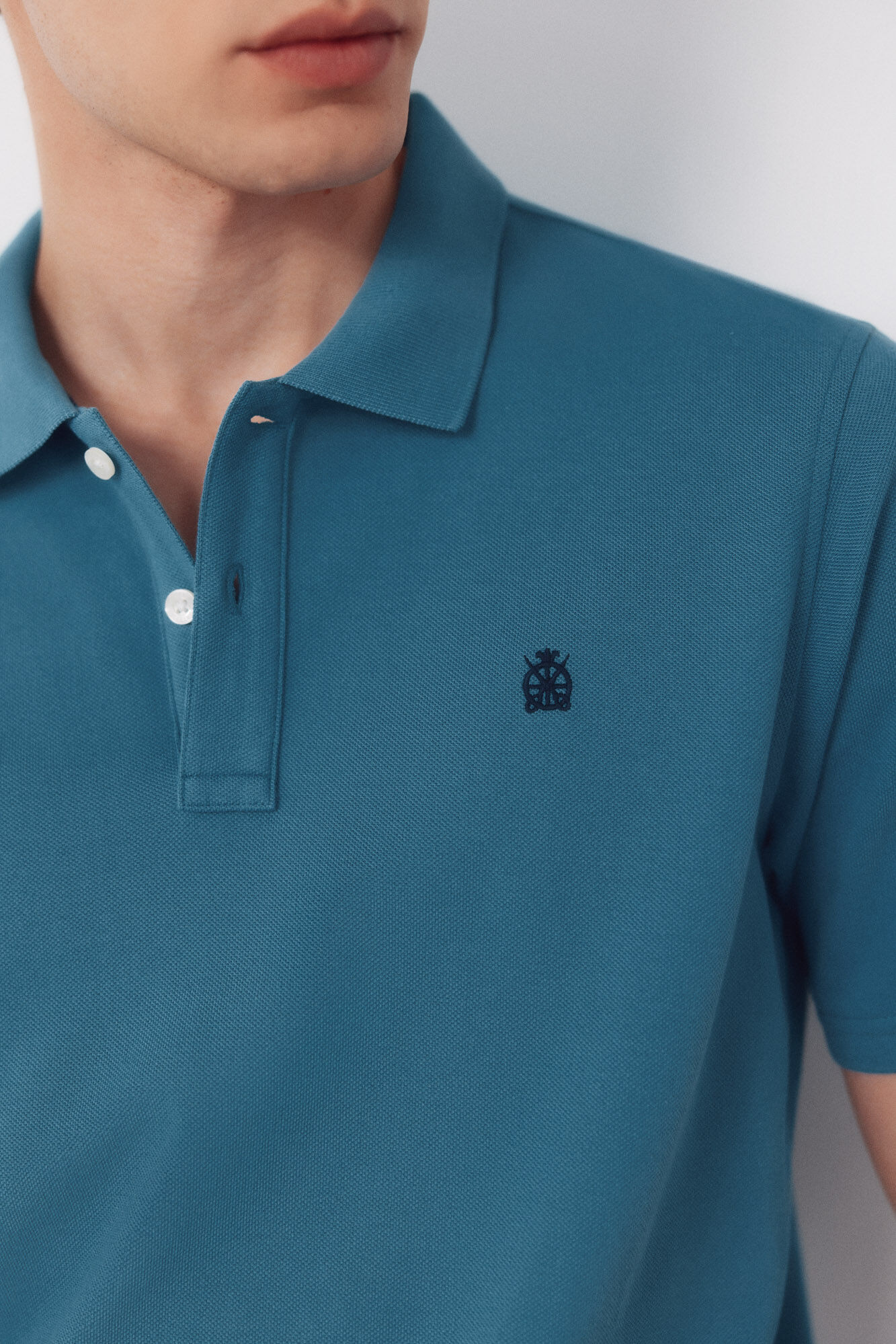 Cortefiel Polo b&aacute;sico piqu&eacute; Azul