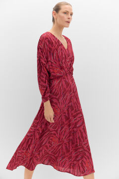 Cortefiel Vestido midi estampado Estampado granate