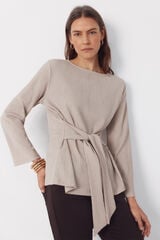 Cortefiel Top con nudo delantero Beige