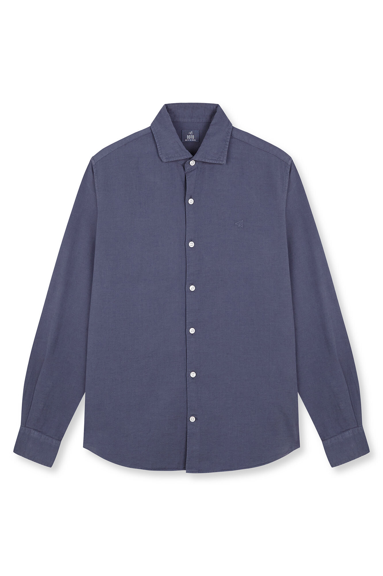 OOTO Camisa algod&oacute;n lino manga larga Azul