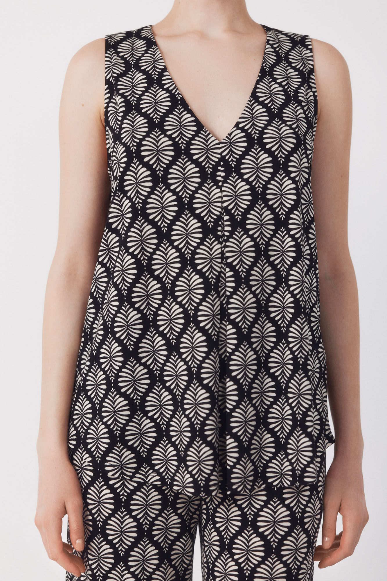 Cortefiel Top largo con pliegues Estampado gris