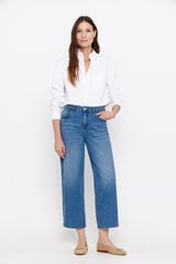 Cortefiel pantalón denim fit palazzo crop Azul