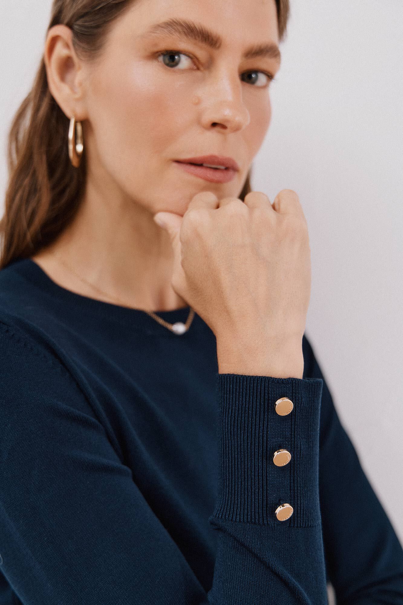 Cortefiel Su&eacute;ter de tejido fino Azul marino