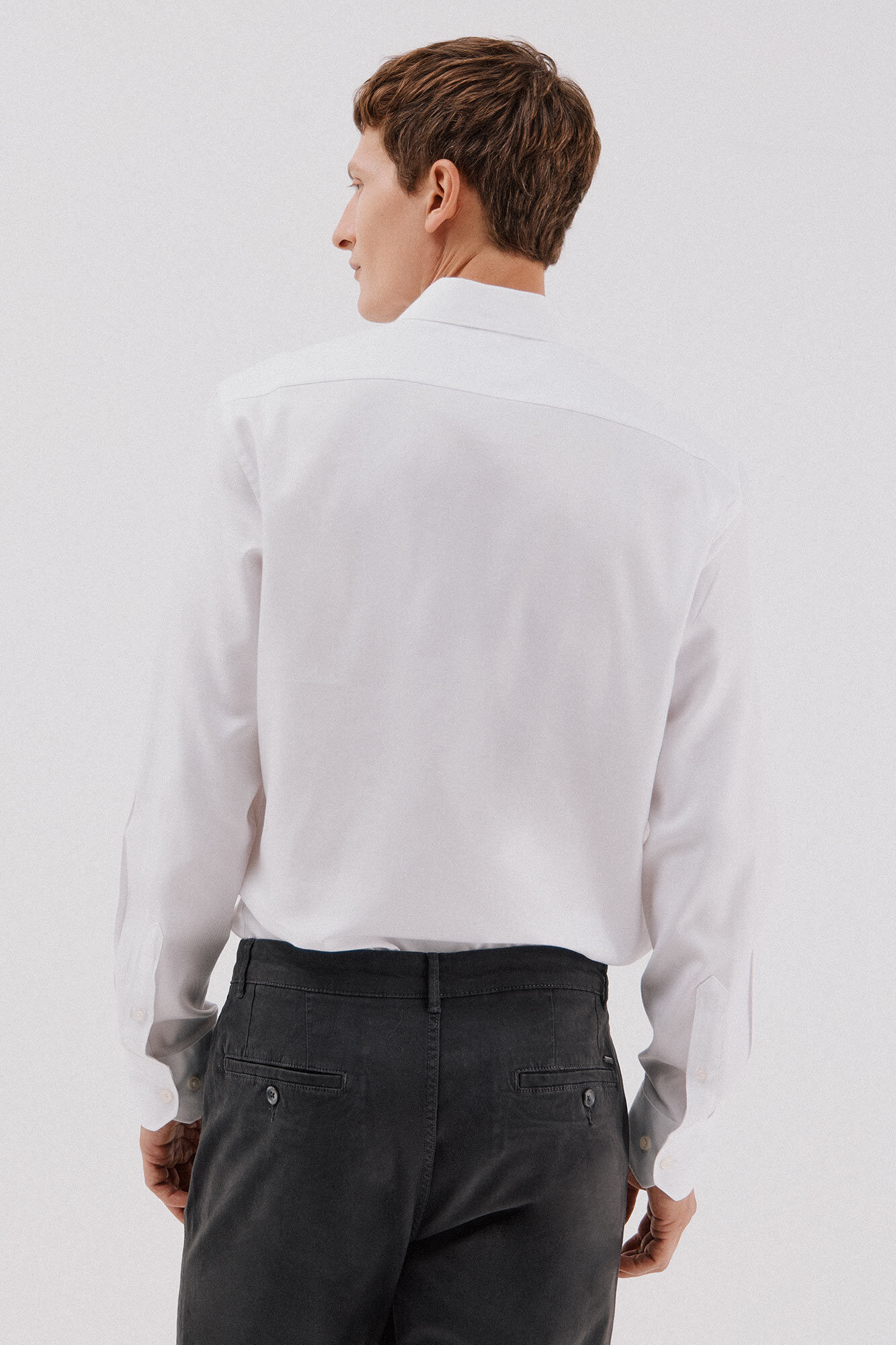 Cortefiel Camisa de vestir de twill f&aacute;cil planchado Blanco