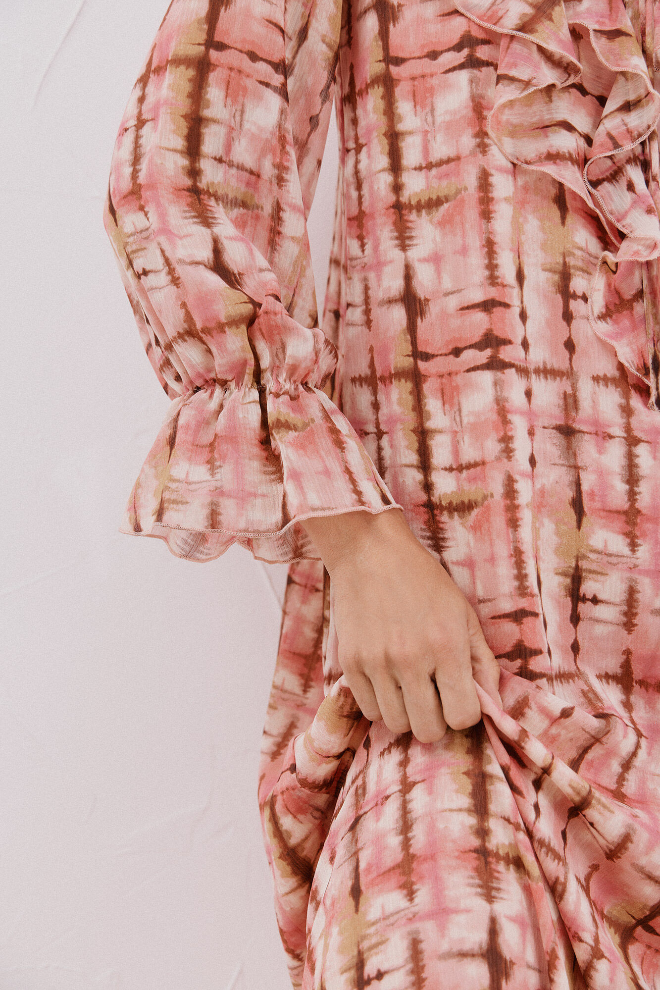 Cortefiel Vestido fluido volantes Multicolor