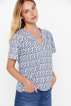 Cortefiel Top fluido tejido smock Estampado blanco