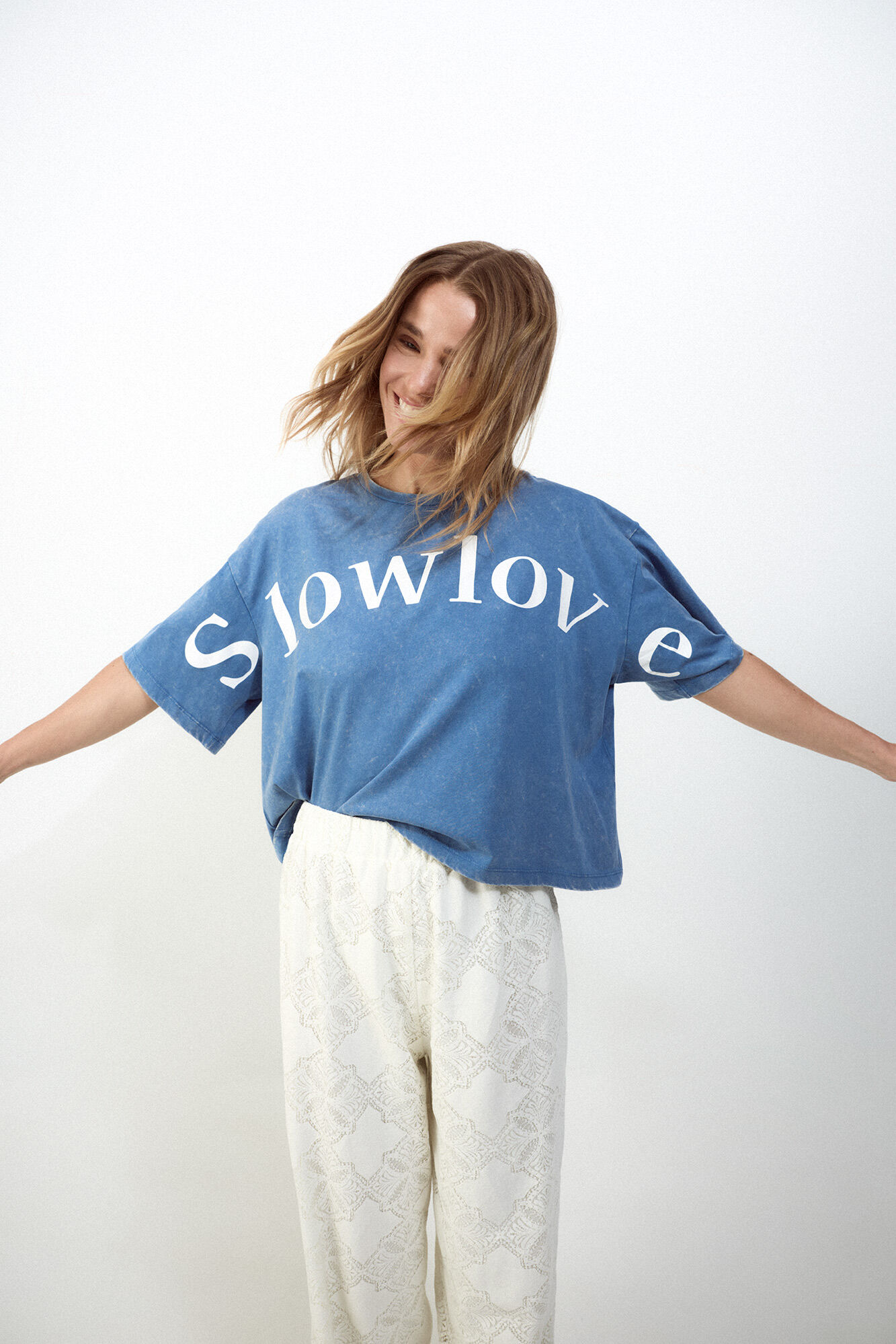 Slowlove Camiseta crop Slowlove Azul