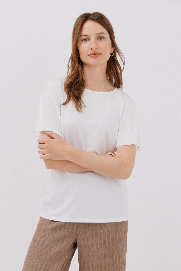 Cortefiel Playera básica fluida Marfil