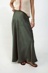 Slowlove Falda midi satinada con encaje Verde oscuro