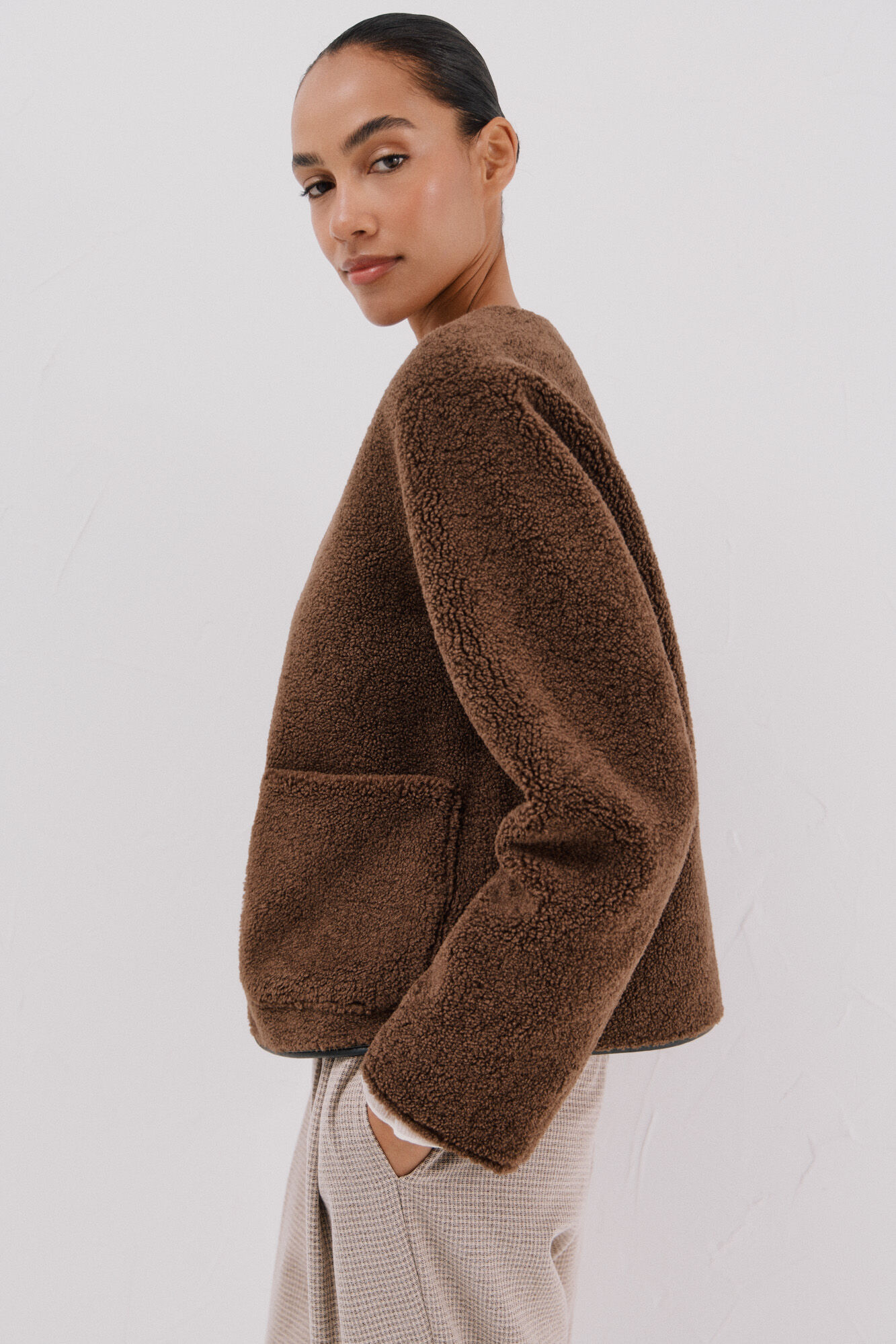 Cortefiel Chamarra en efecto doble faz Marr&oacute;n oscuro