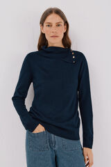 Cortefiel Suéter cuello botones Azul marino