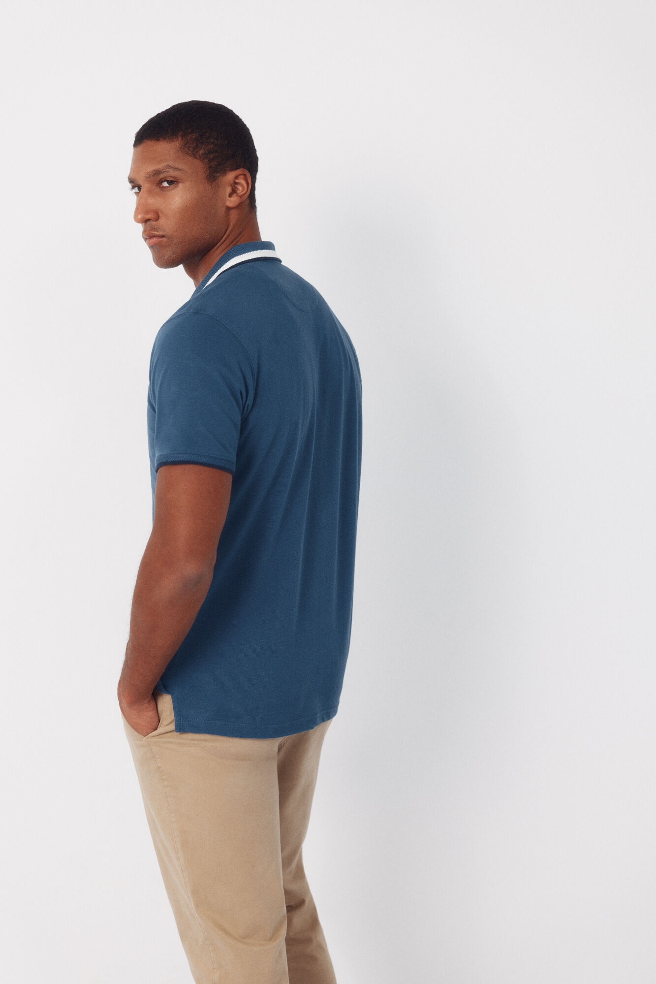 Cortefiel Polo estructura cuello fantas&iacute;a Azul oscuro