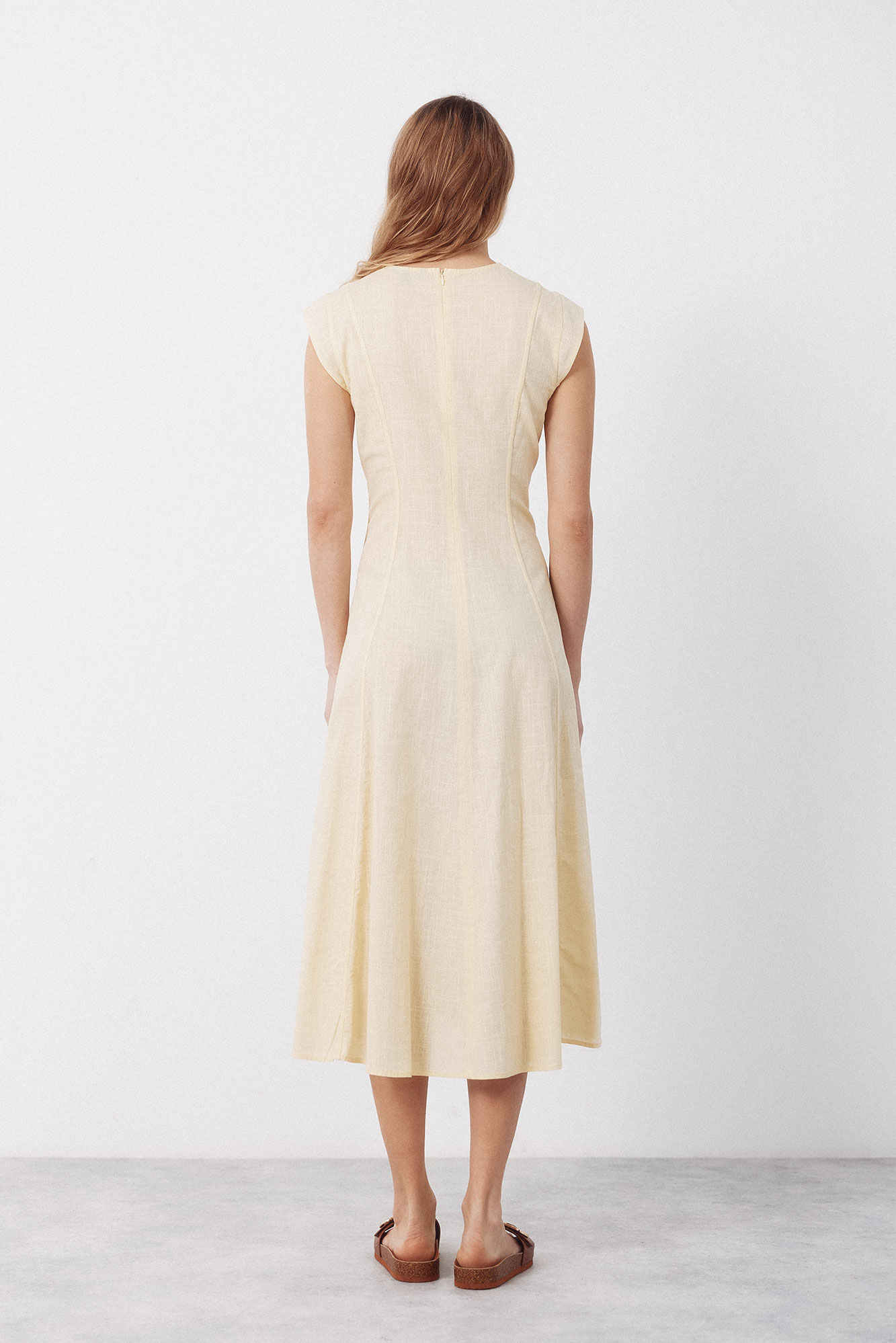 Cortefiel Vestido con contrastes Amarillo