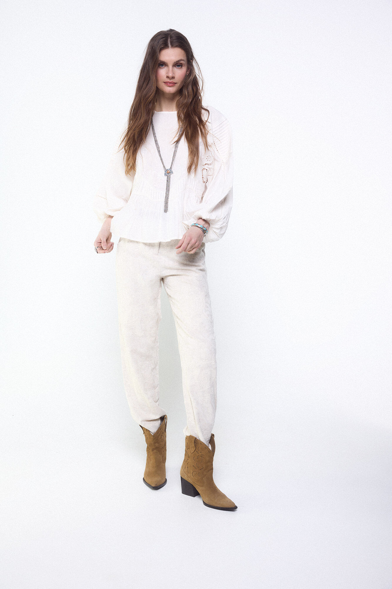 Slowlove Blusa bordada Marfil