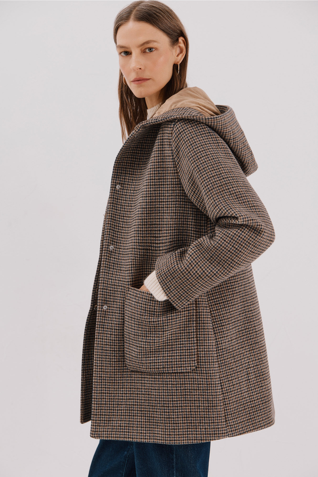 Cortefiel Abrigo pa&ntilde;o capucha