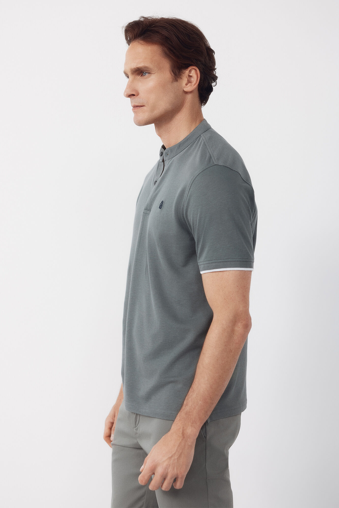 Cortefiel Polo cuello mao Kaki