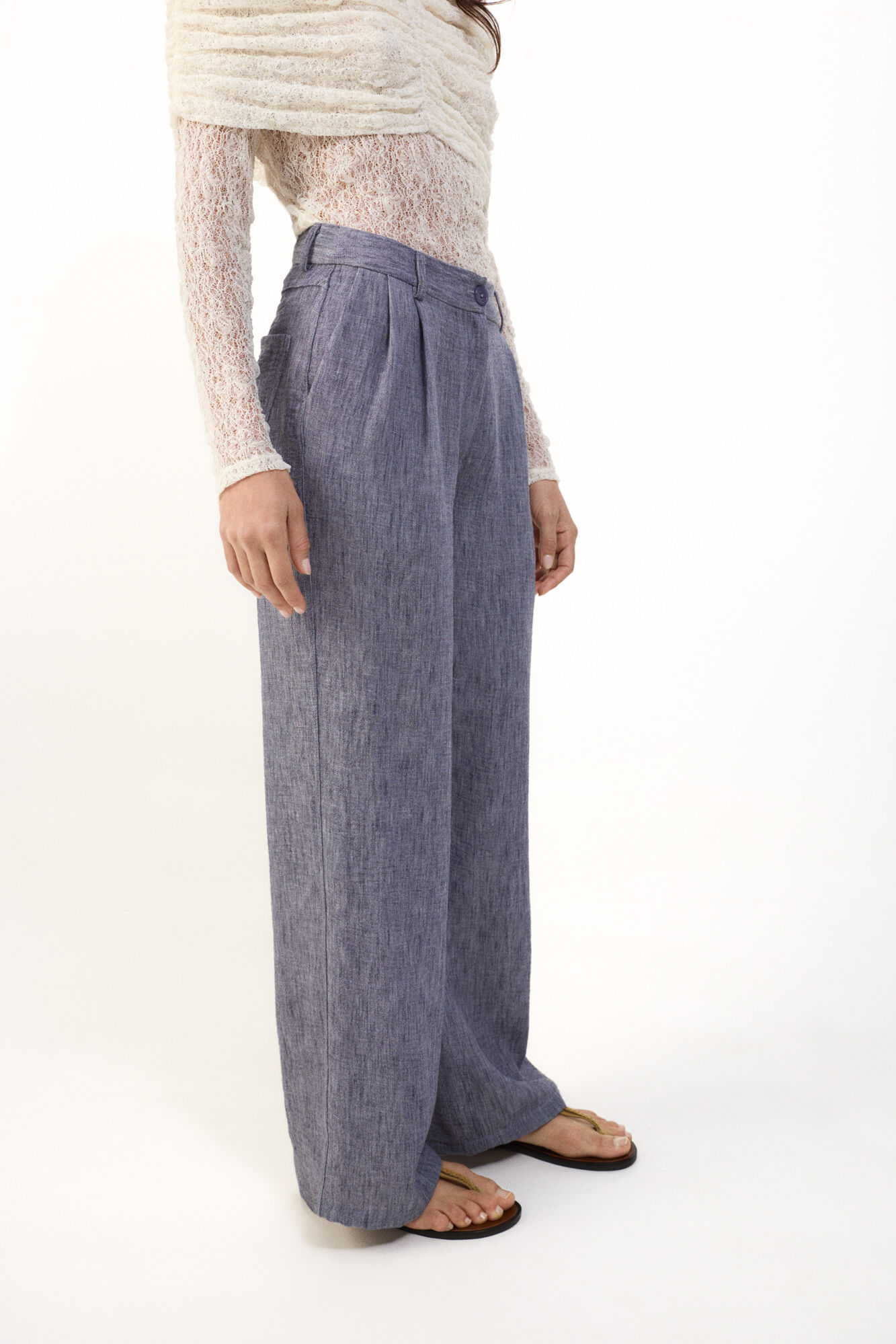 Slowlove Pantal&oacute;n fluido &iacute;ndigo Azul