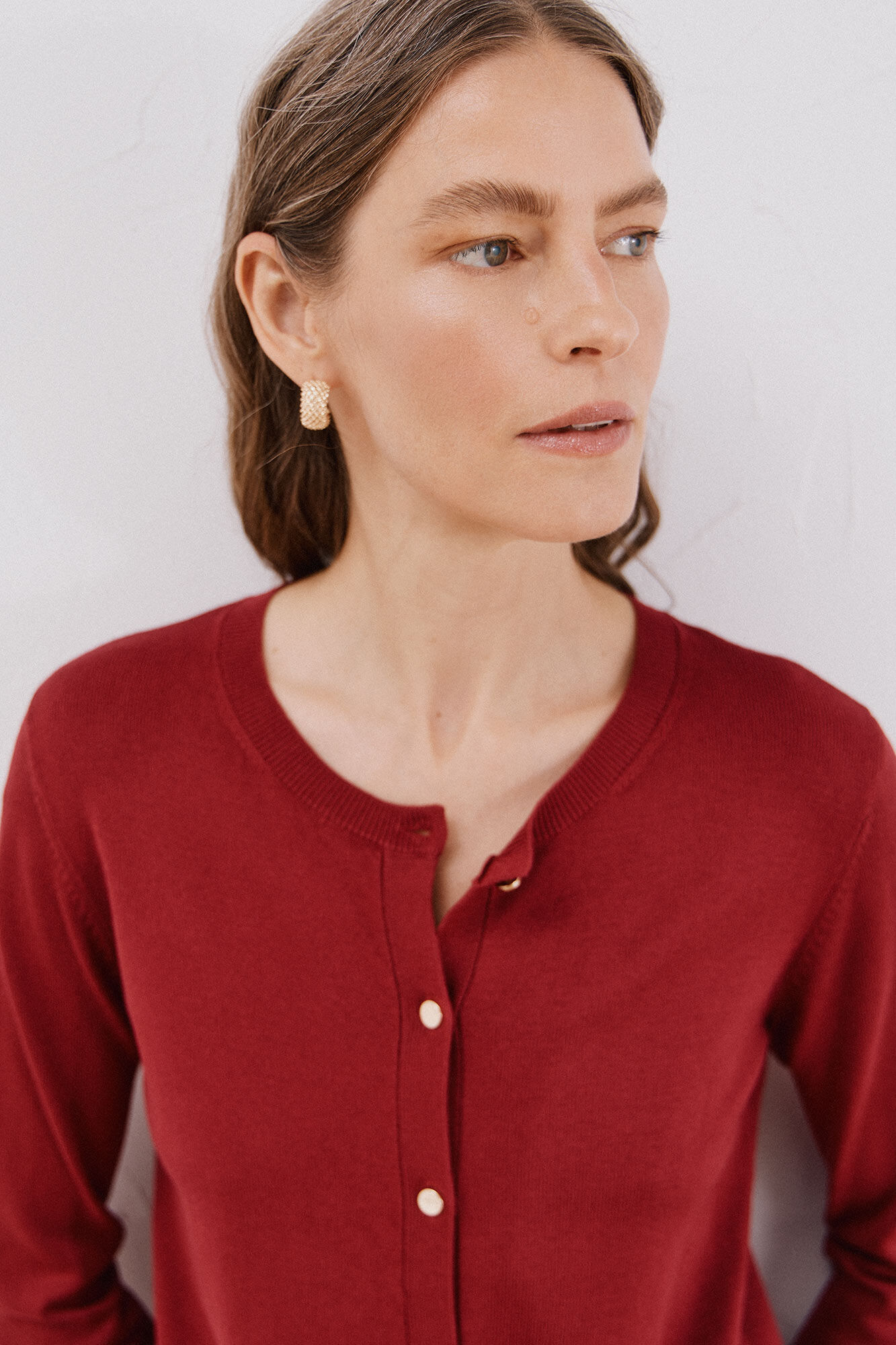 Cortefiel Su&eacute;ter de tejido fino Granate