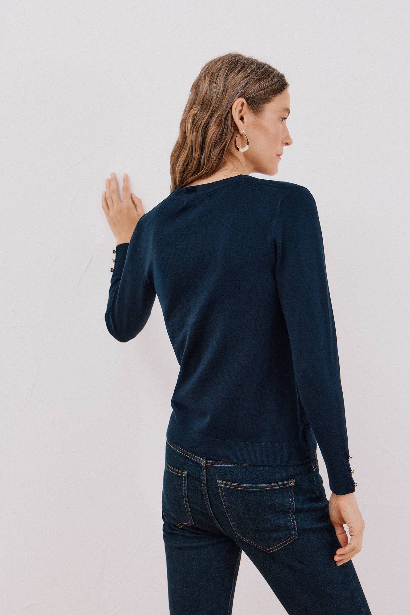 Cortefiel Su&eacute;ter de tejido fino Azul marino