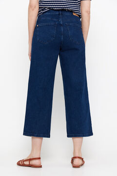 Cortefiel pantalón denim fit palazzo crop Azul