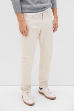 Cortefiel Pantalón 5 bolsillos color regular fit Marfil
