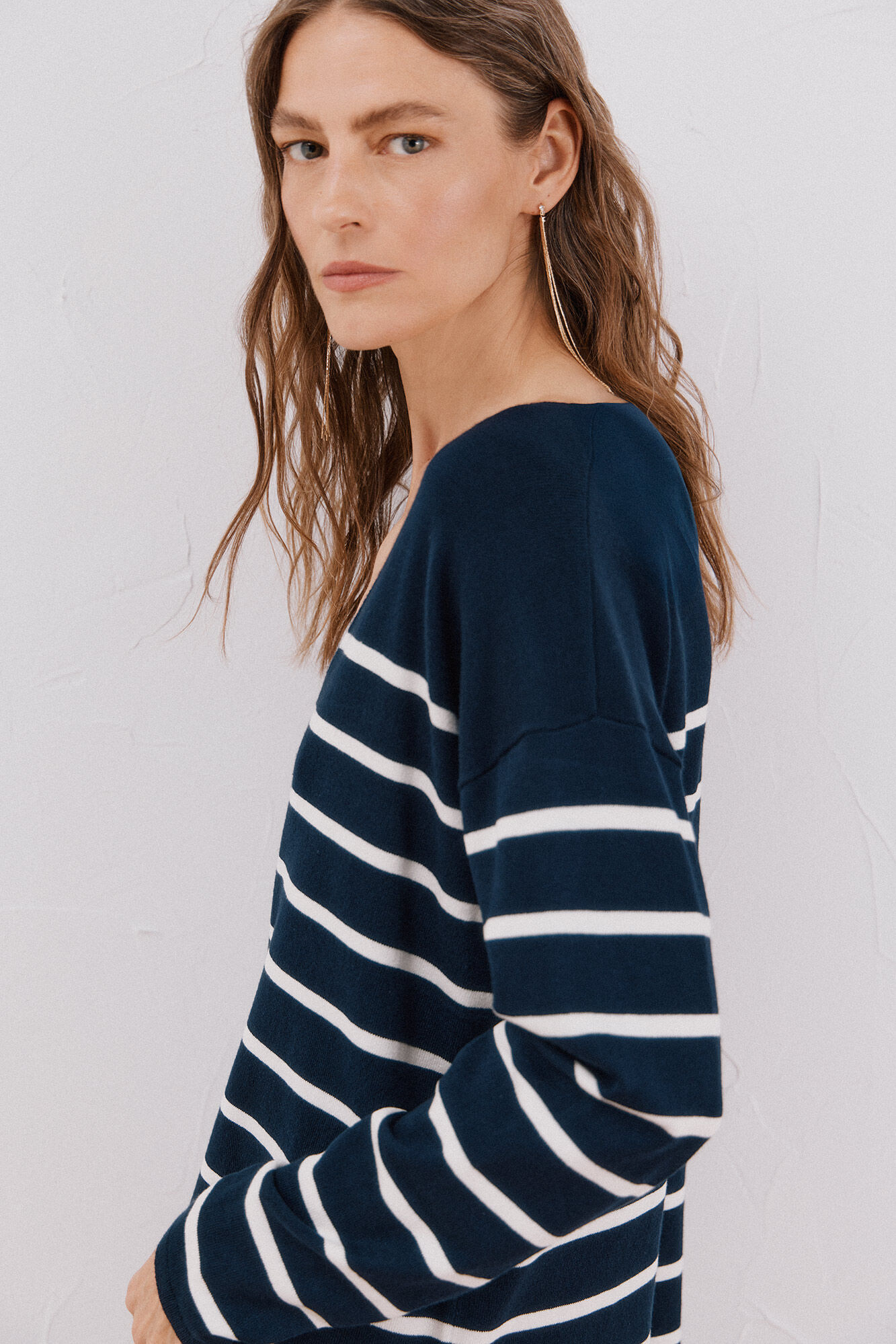 Cortefiel Su&eacute;ter escote pico Estampado azul