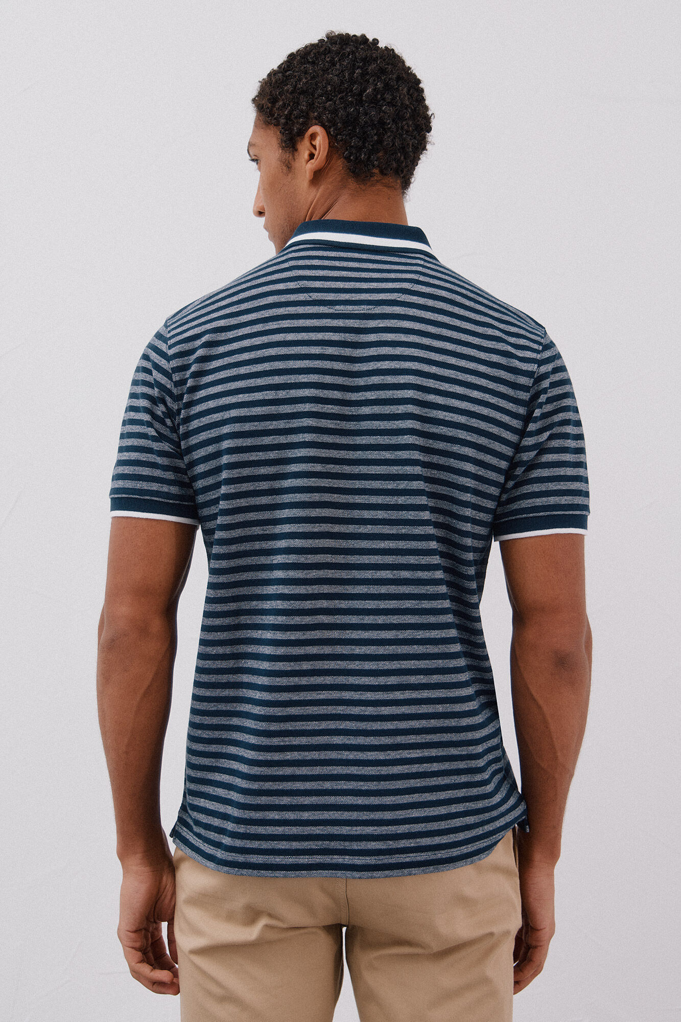 Cortefiel Polo rayas oxford Azul marino