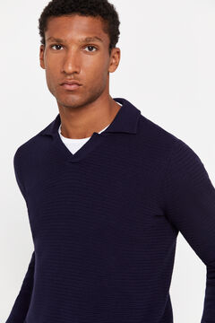 Cortefiel Jersey algodón cuello polo Azul marino