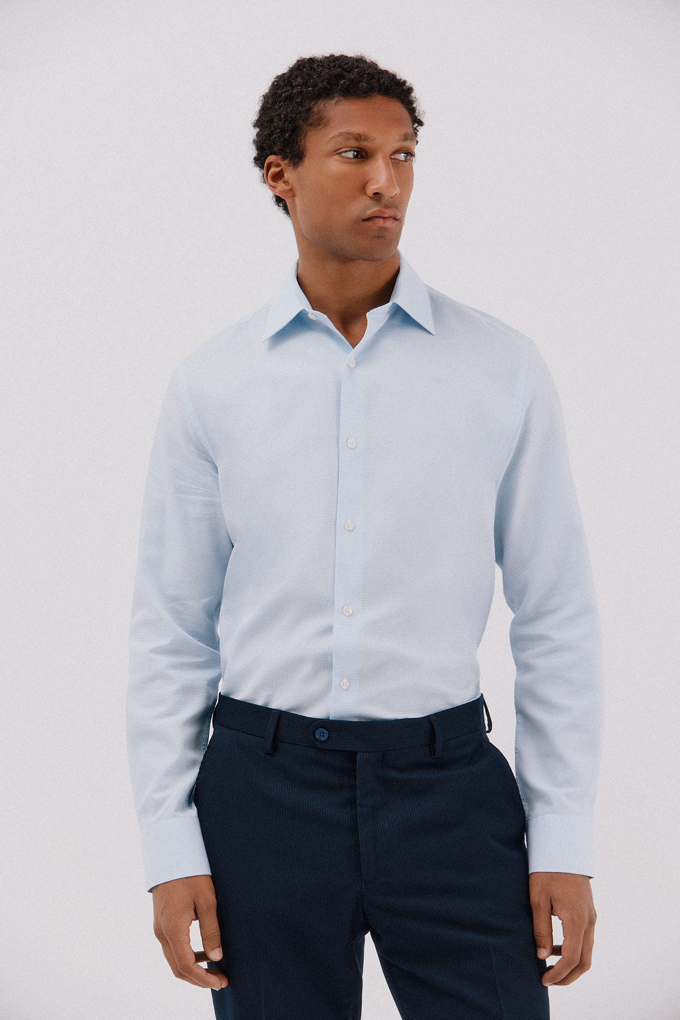 Cortefiel Camisa de vestir de pata de gallo de algod&oacute;n tencel