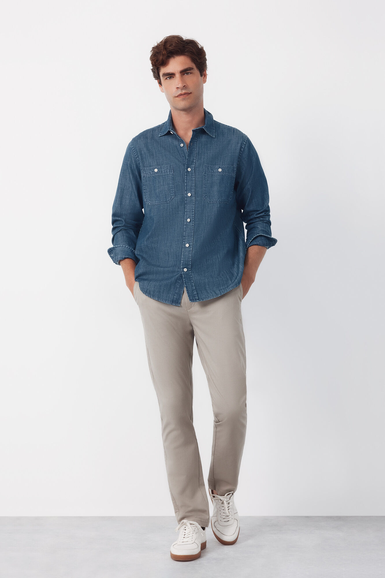 Cortefiel Pantal&oacute;n chino print slim Beige