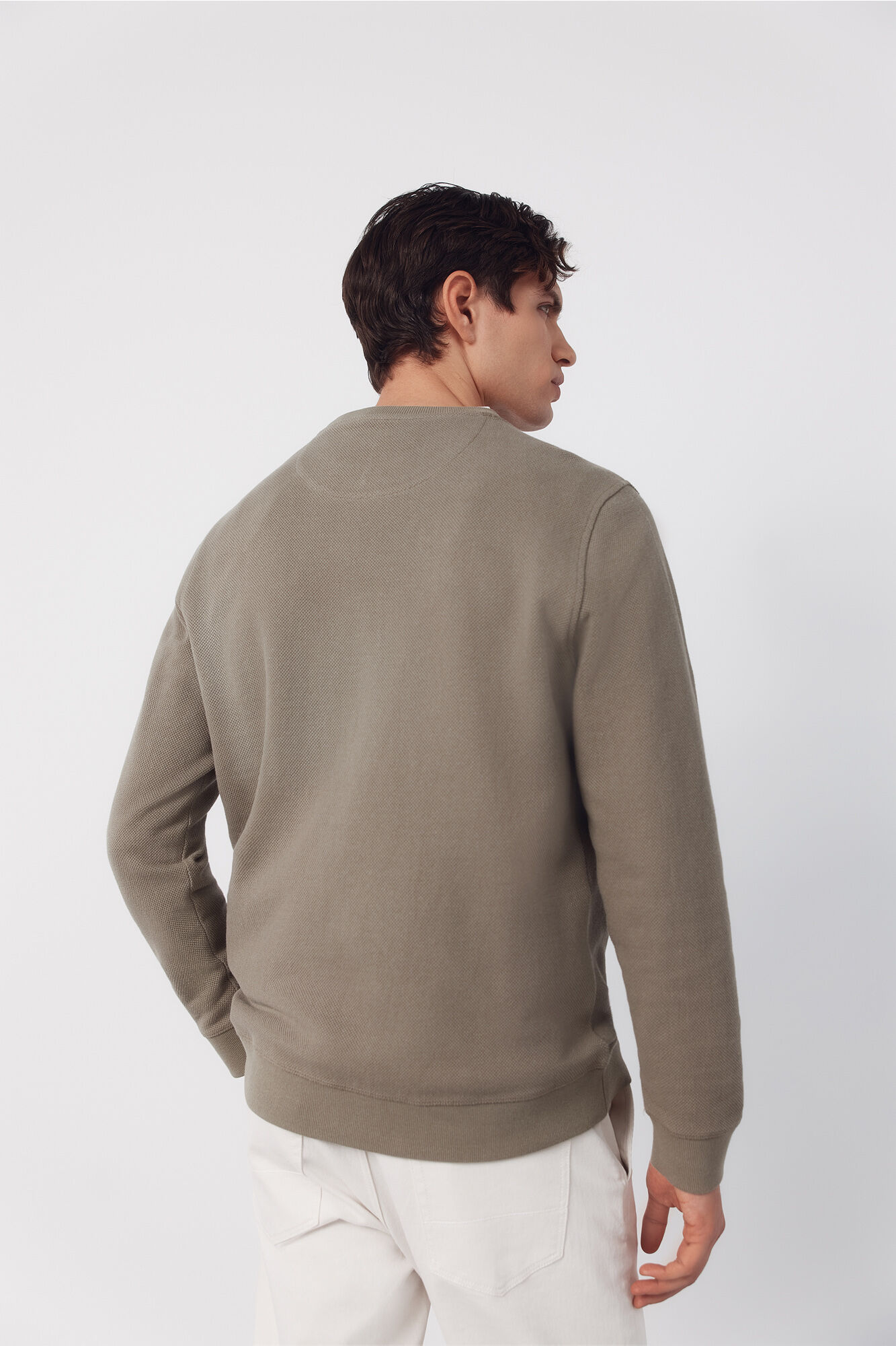 Cortefiel Sudadera estructura cuello caja Kaki