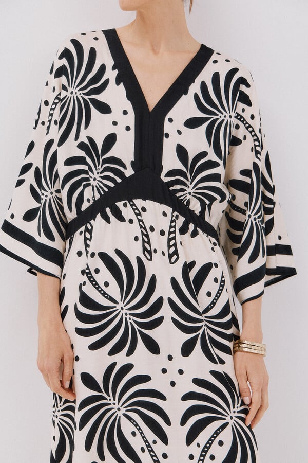 Cortefiel Vestido largo estampado Multicolor