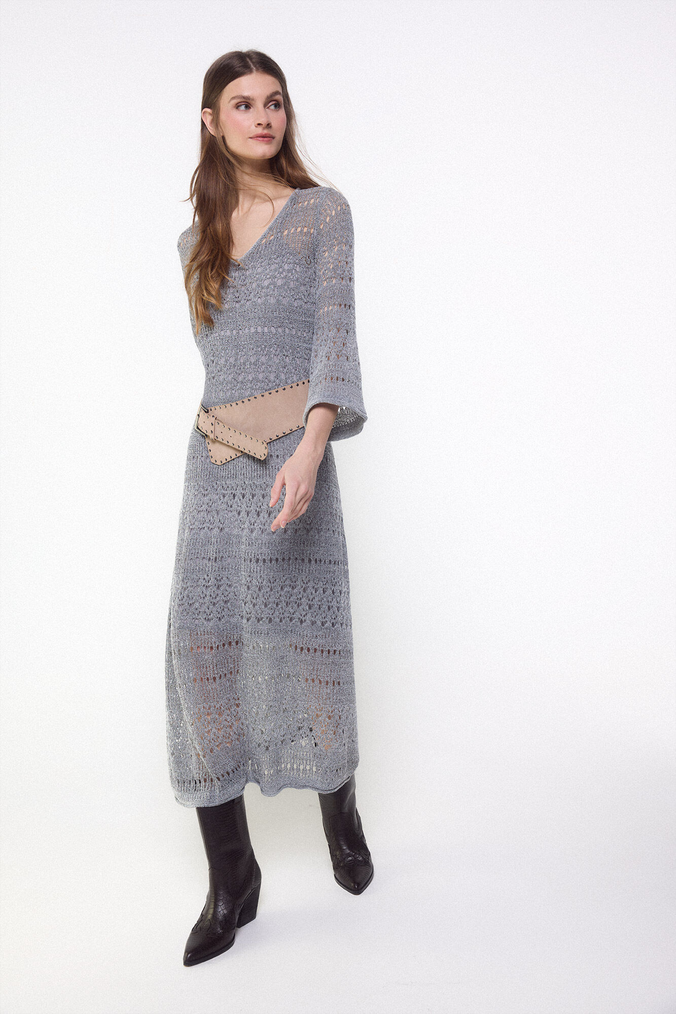 Slowlove Vestido de punto calado