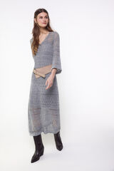 Slowlove Vestido de punto calado Gris oscuro