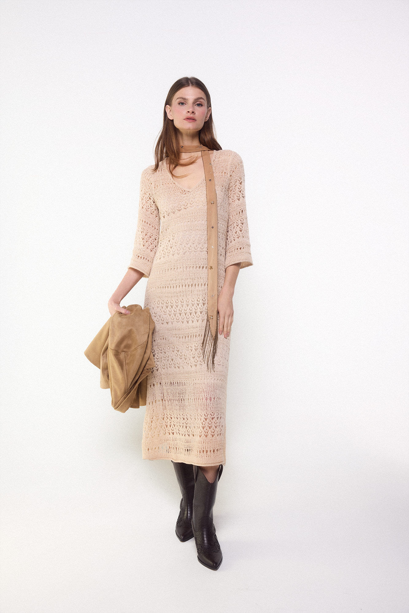 Slowlove Vestido de punto calado